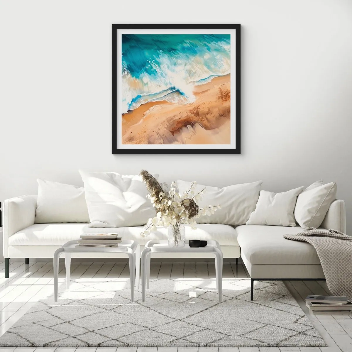 Plakat w czarnej ramie - Powracająca fala - 40x40 cm