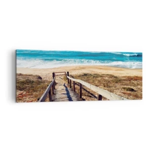 Obraz na płótnie - Drewniana ścieżka prowadząca na plażę - 140x50cm - Biegnij! - Nowoczesna dekoracja ścienna do salonu i sypialni ARTTOR