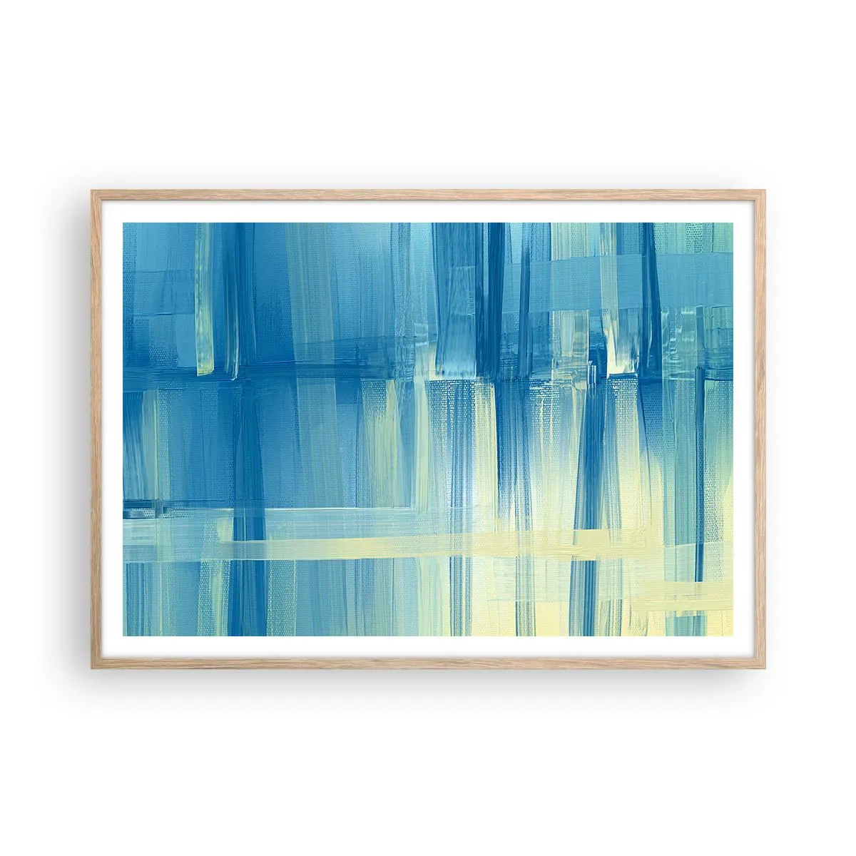 Plakat w ramie jasny dąb - Kompozycja w turkusie - 100x70 cm