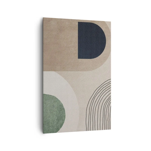 Obraz na płótnie - Geometryczne kształty w odcieniach beżu i zieleni - 80x120cm - Łagodność owalu - Nowoczesna dekoracja ścienna do salonu i sypialni ARTTOR