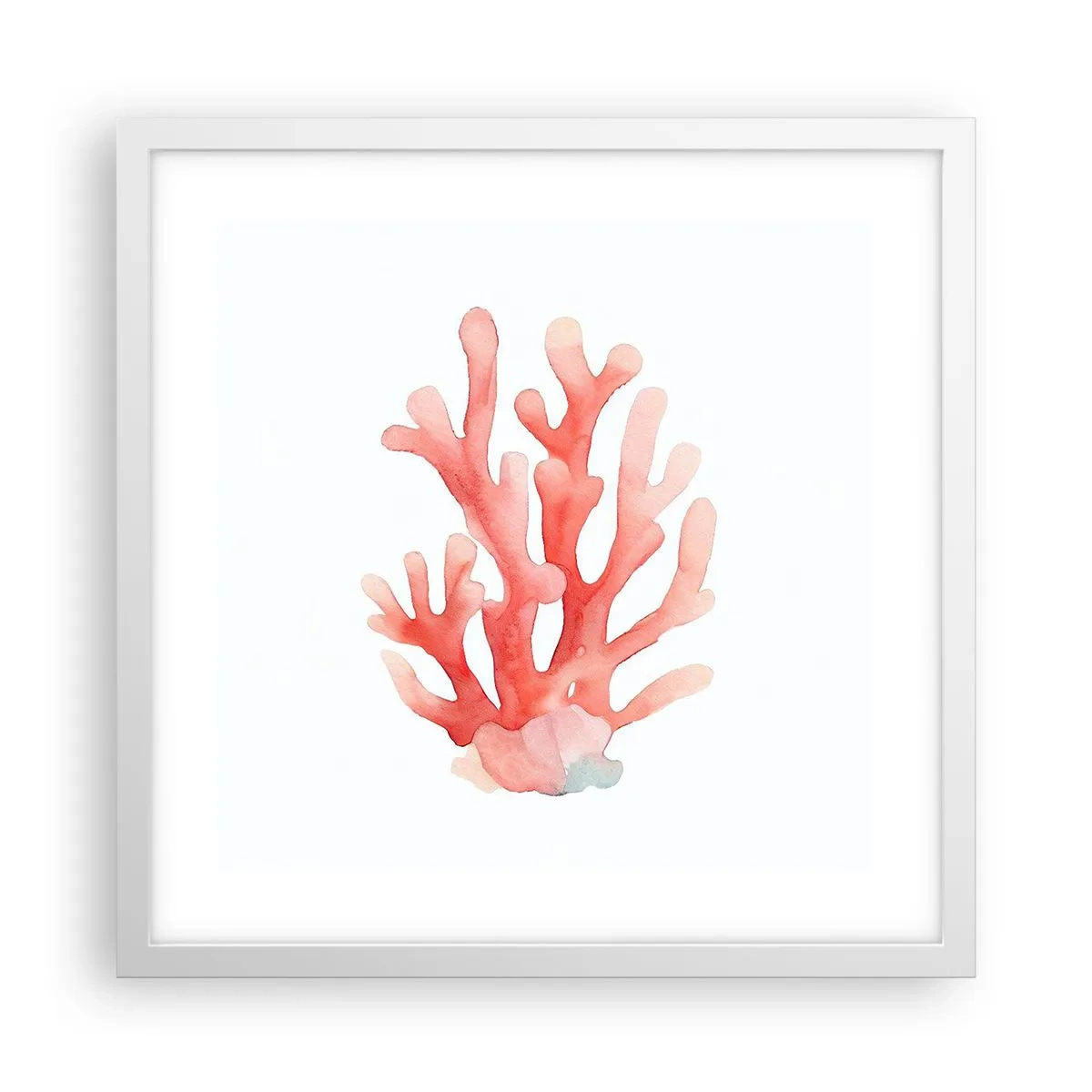 Plakat w białej ramie - Koral koloru koralowego - 40x40 cm
