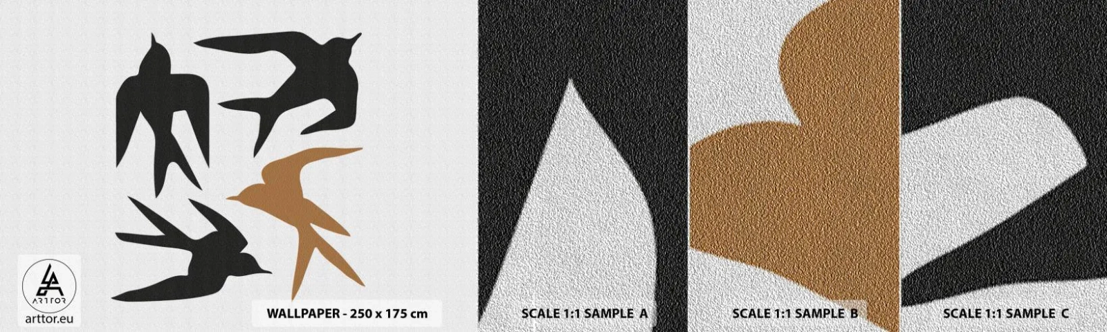 Fototapeta Próbka Premium Sand - Jaskółcze zabawy - Boho, Ptaki, Minimalizm - 100x30 cm