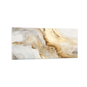 Obraz na szkle - Złote i marmurowe abstrakcyjne wzory na jasnym tle - 120x50cm - Abstrakcja: piękno i dobro - Nowoczesna dekoracja ścienna do salonu i sypialni ARTTOR