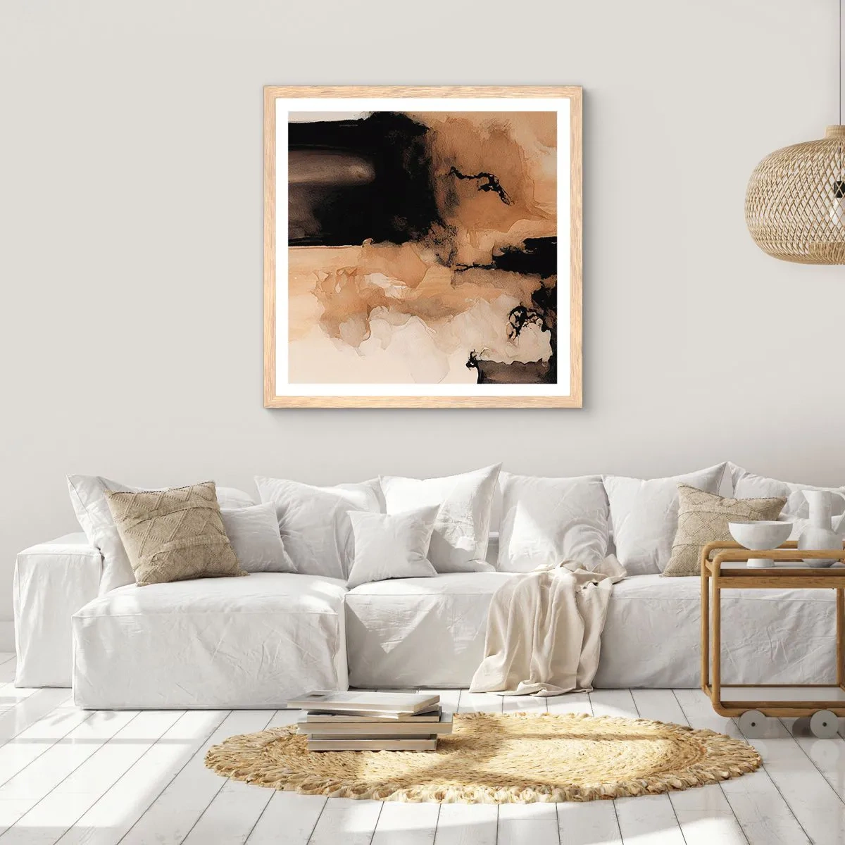 Plakat w ramie jasny dąb - Abstrakcja intrygująca - 60x60 cm