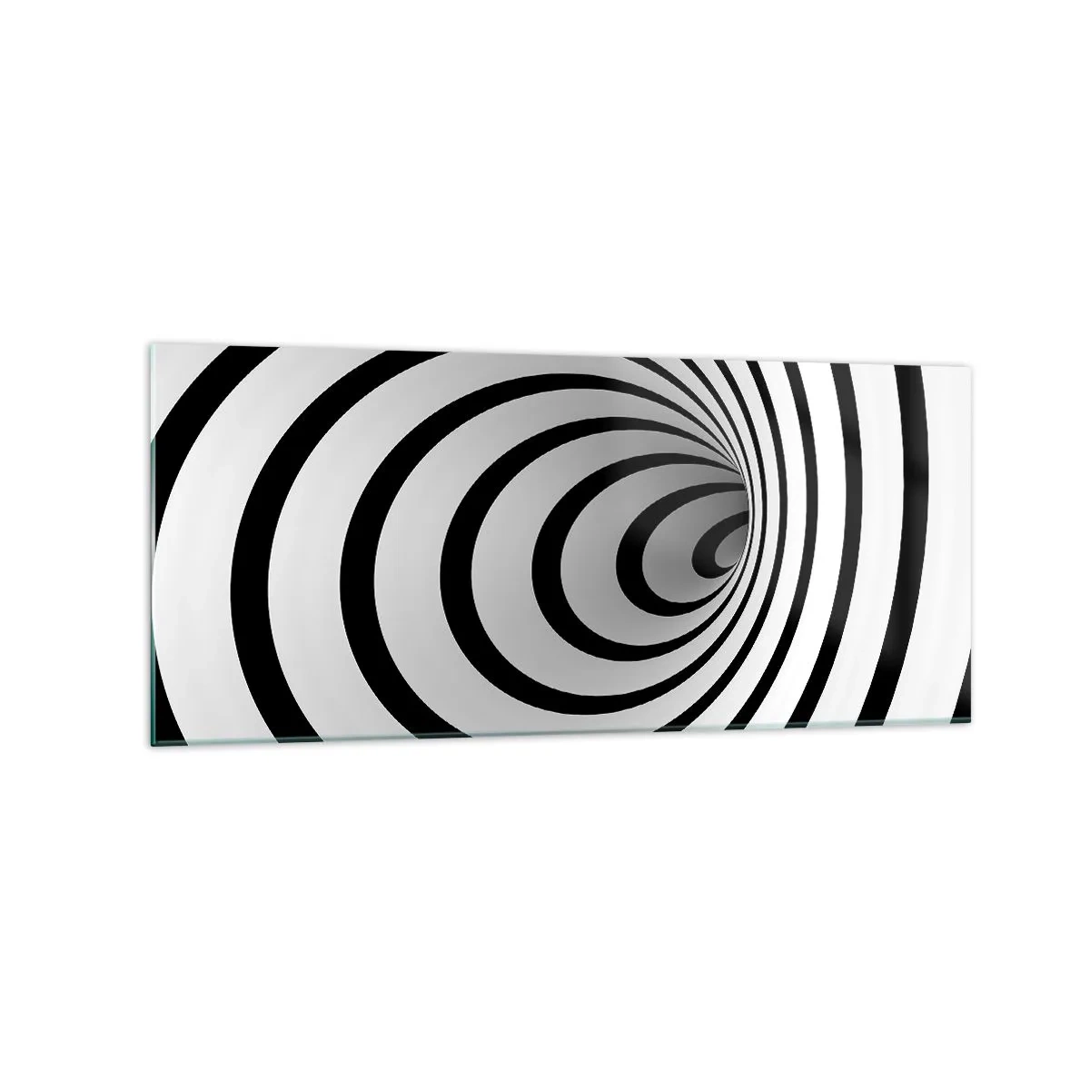 Obraz na szkle - Czarno-biała spirala tworząca efekt hipnotyczny - 120x50cm - Też nie możesz się oprzec? - Nowoczesna dekoracja ścienna do salonu i sypialni ARTTOR