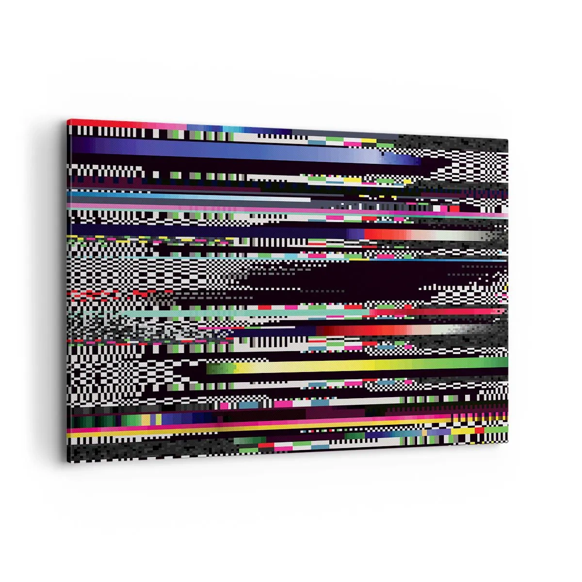 Obraz na płótnie - Kolorowe linie i piksele w abstrakcyjnym stylu - 120x80cm - Obraz konrolny rzeczywistości - Nowoczesna dekoracja ścienna do salonu, kuchni i sypialni ARTTOR