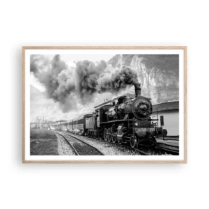 Plakat w ramie jasny dąb - Stoi na stacji… - 100x70 cm