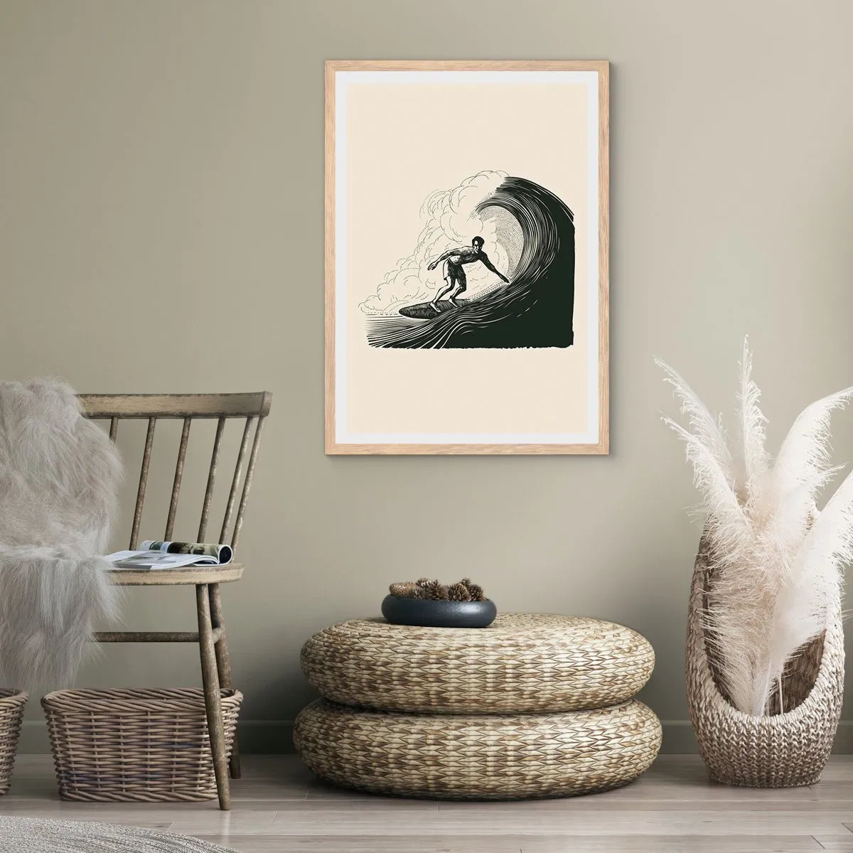 Plakat w ramie jasny dąb - Król fali - 70x100 cm