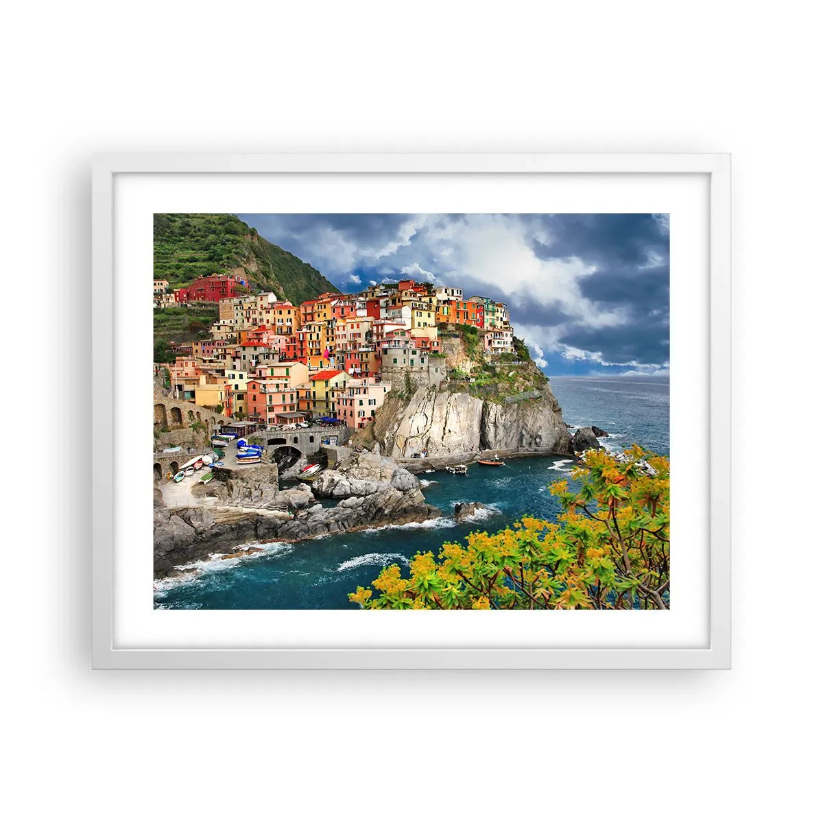 Plakat w białej ramie - Gromadka przytulona do skał - 50x40 cm