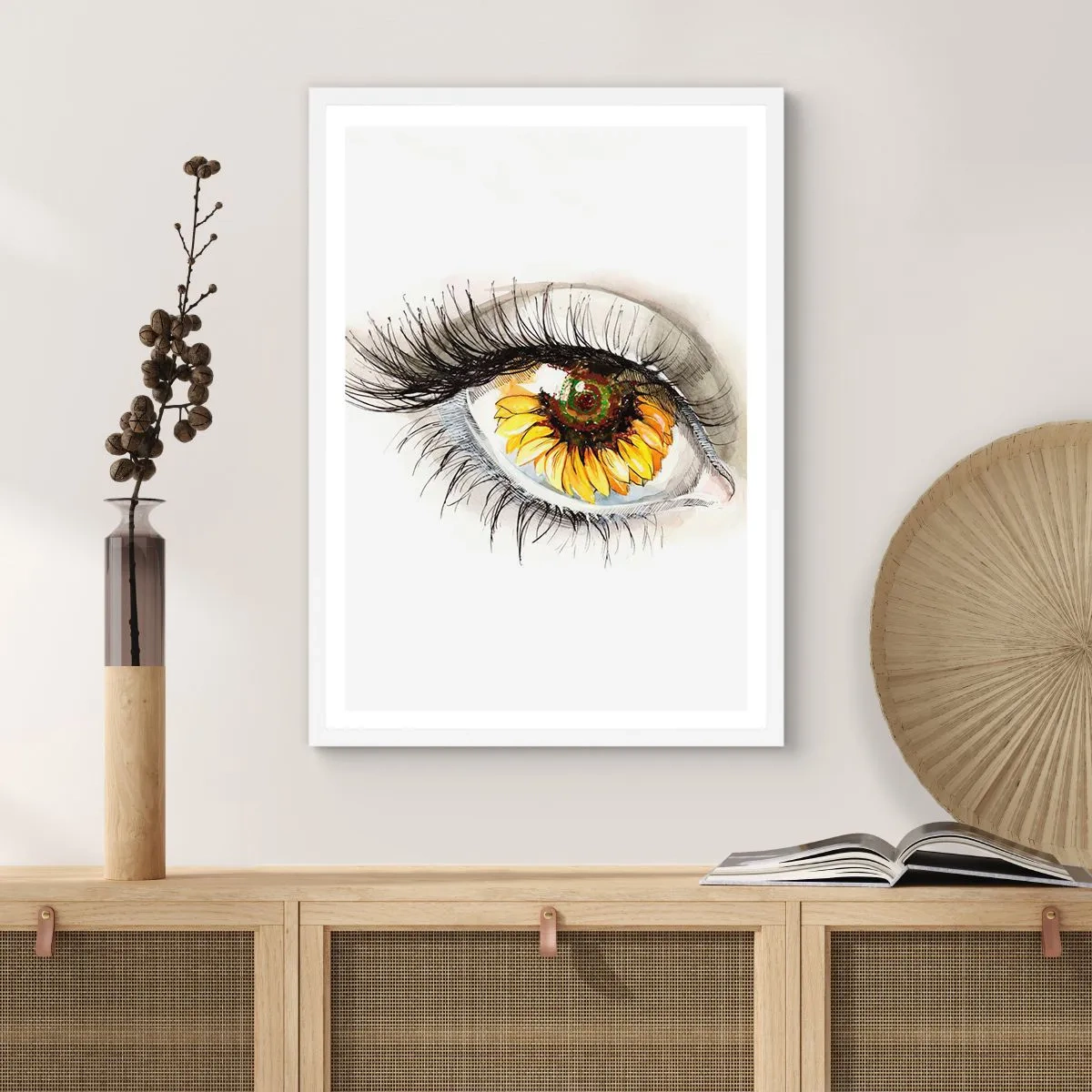 Plakat w białej ramie - Spojrzenie gorące jak lato - 30x40 cm