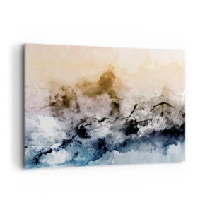 Obraz na płótnie - Abstrakcyjny krajobraz z mgłą i subtelnymi kolorami - 100x70cm - Zatopione w tumanie mgły - Nowoczesna dekoracja ścienna do salonu, kuchni i sypialni ARTTOR