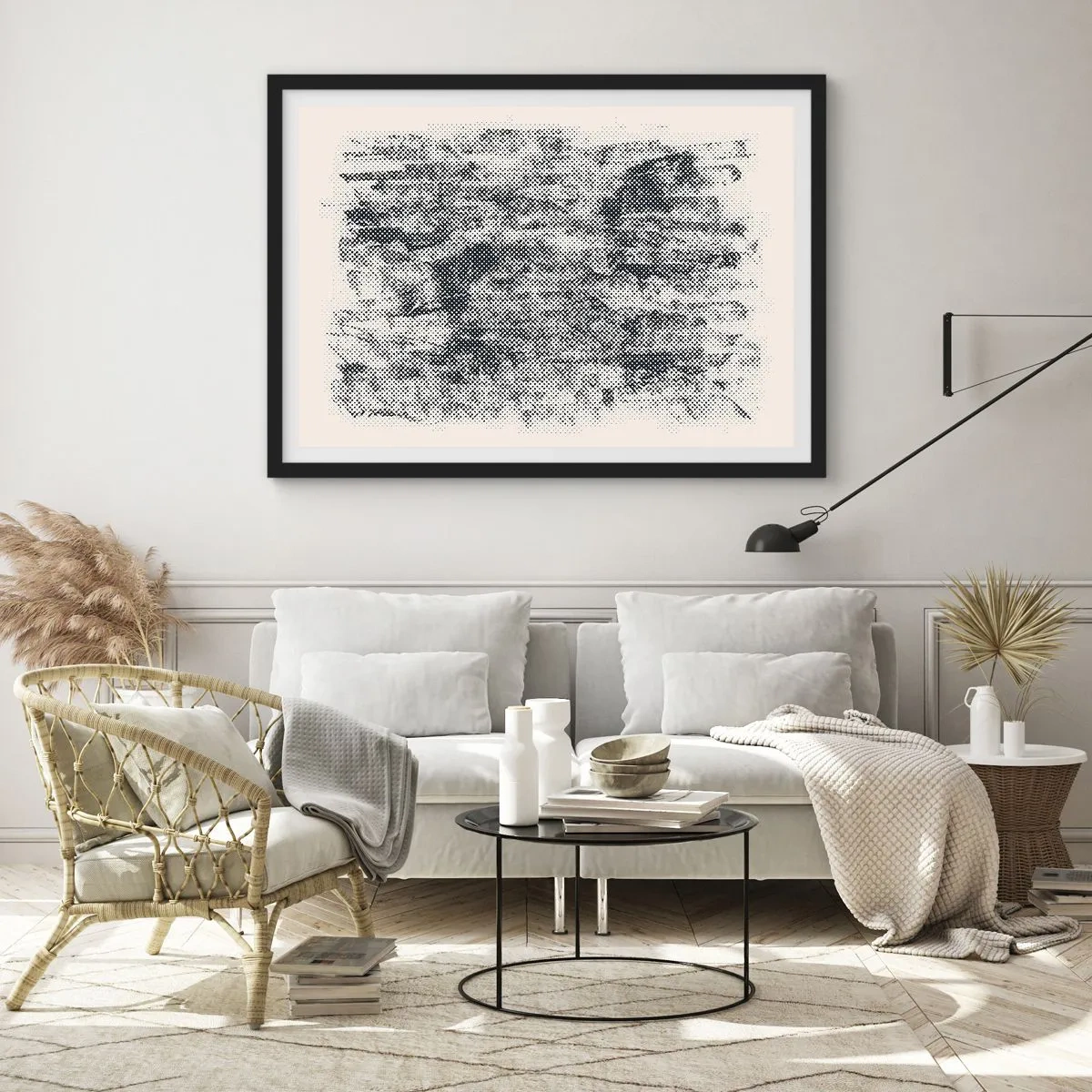 Plakat w czarnej ramie - Mglista kompozycja - 50x40 cm
