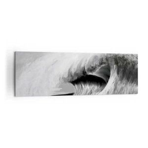 Obraz na płótnie - Dramatyczna fala oceaniczna w monochromatycznym ujęciu - 160x50cm - Gniew oceanu - Nowoczesna dekoracja ścienna do salonu i sypialni ARTTOR