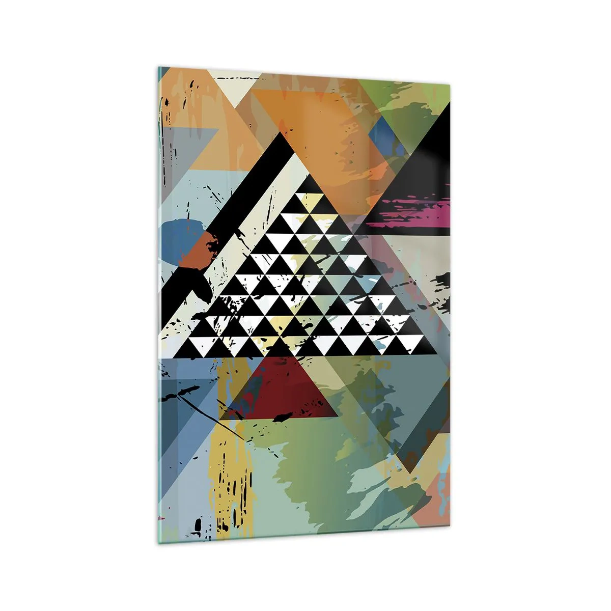 Obraz na szkle - Abstrakcyjna kompozycja geometrycznych kształtów i barw - 70x100cm - Jakie to proste - Nowoczesna dekoracja ścienna do salonu i sypialni ARTTOR