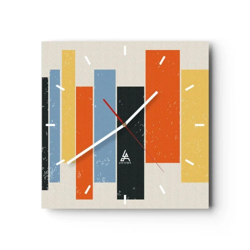 Zegar ścienny - Kolorowe prostokąty w nowoczesnym układzie - 30x30cm - Zapis muzyki - Nowoczesna dekoracja ścienna do salonu i sypialni ARTTOR