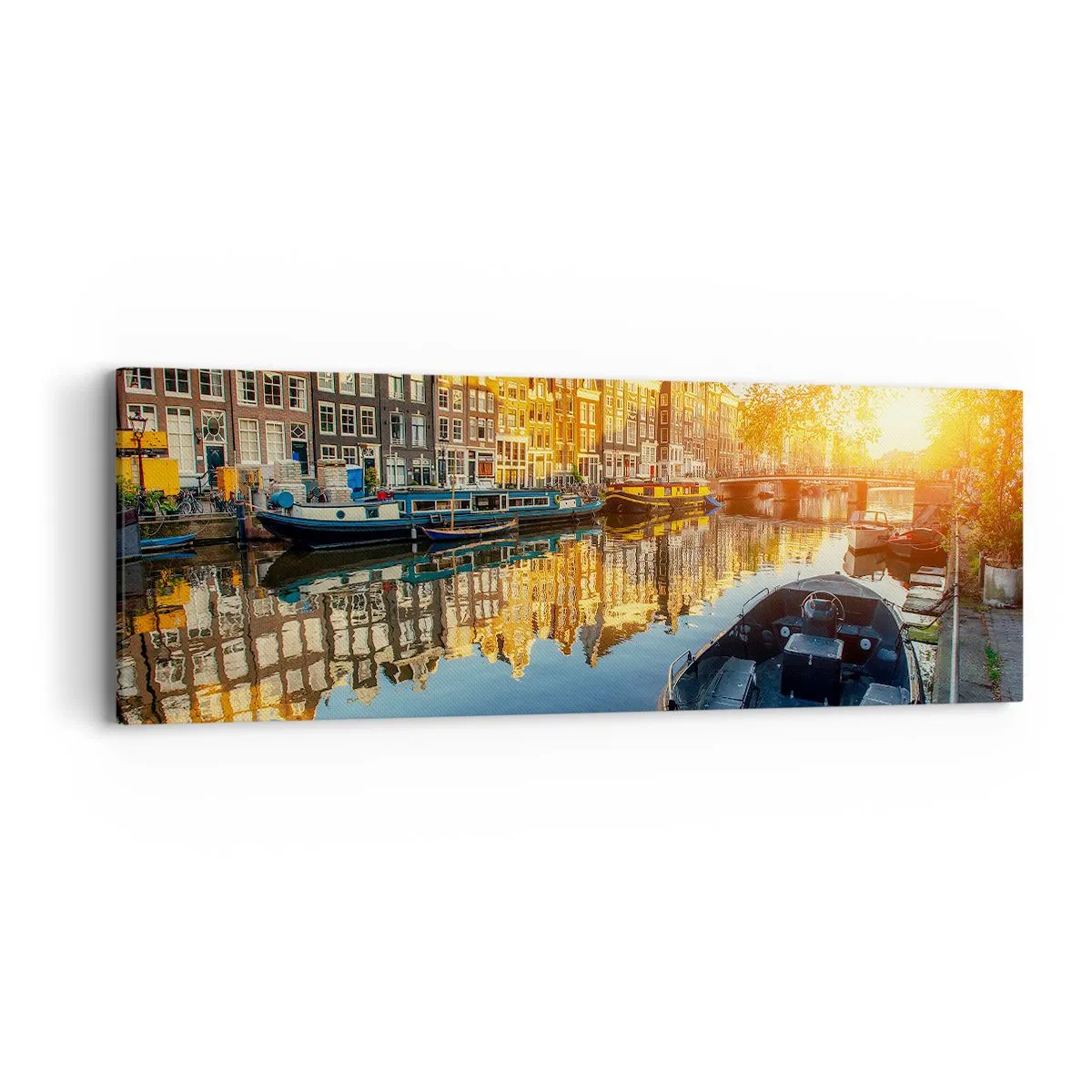 Obraz na płótnie - Poranek w Amsterdamie - 90x30 cm