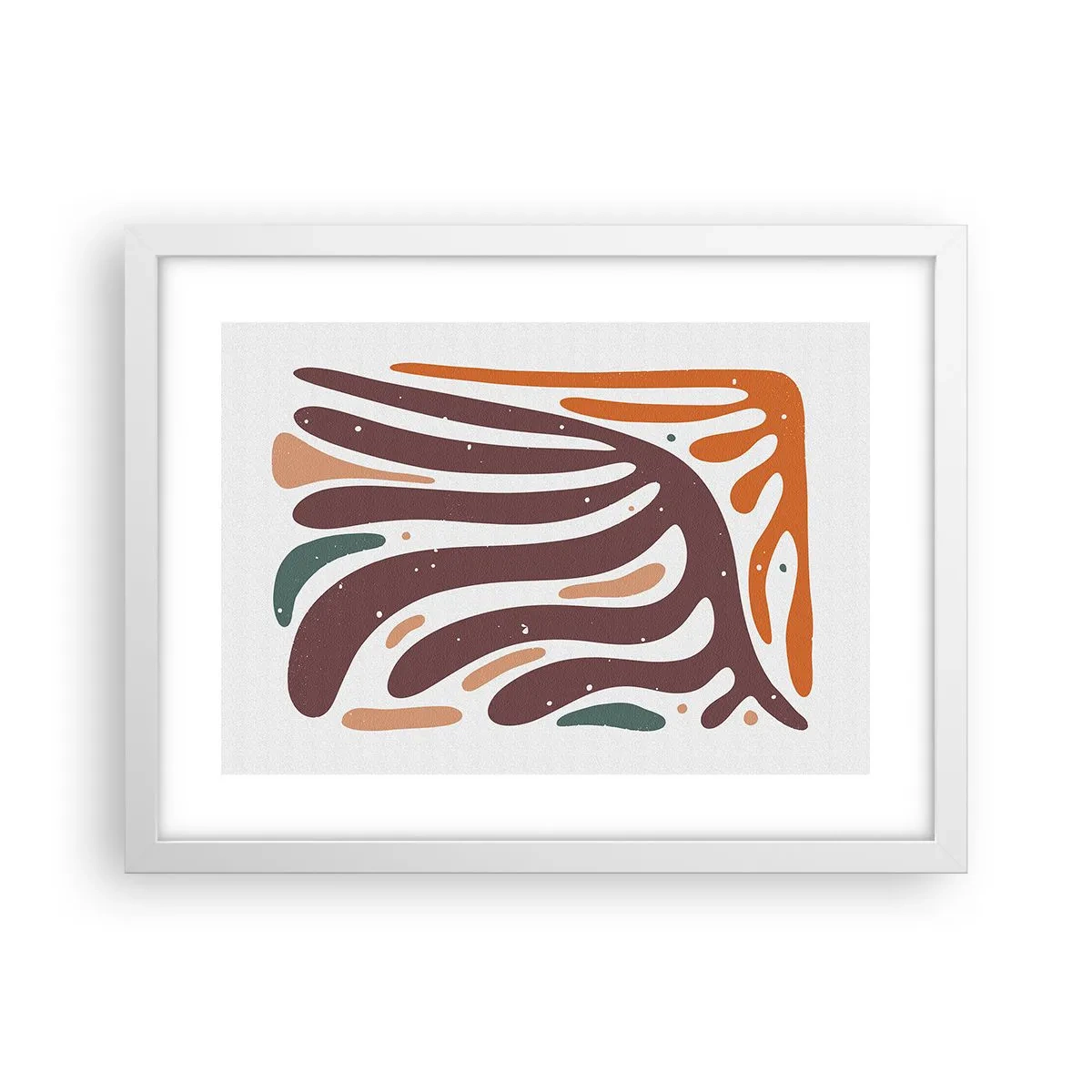 Plakat w białej ramie - Kompozycja organiczna promienista - 40x30 cm