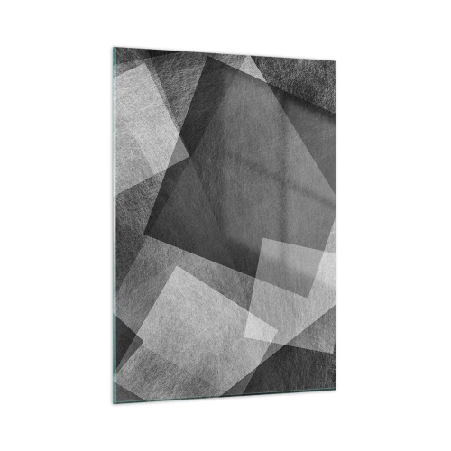 Obraz na szkle - Abstrakcja geometryczna w odcieniach czerni, bieli i szarości - 50x70cm - Odwieczny symbol trwałości i porządku - Nowoczesna dekoracja ścienna do salonu, kuchni i sypialni ARTTOR