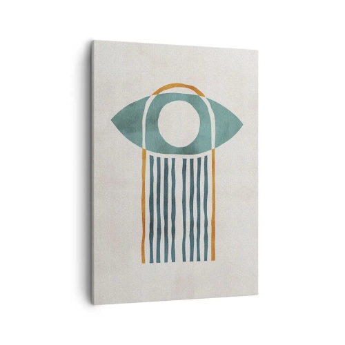 Obraz na płótnie - Minimalistyczna grafika przedstawiająca stylizowane oko - 50x70cm - Znaki i rytuały - Nowoczesna dekoracja ścienna do salonu, kuchni i sypialni ARTTOR