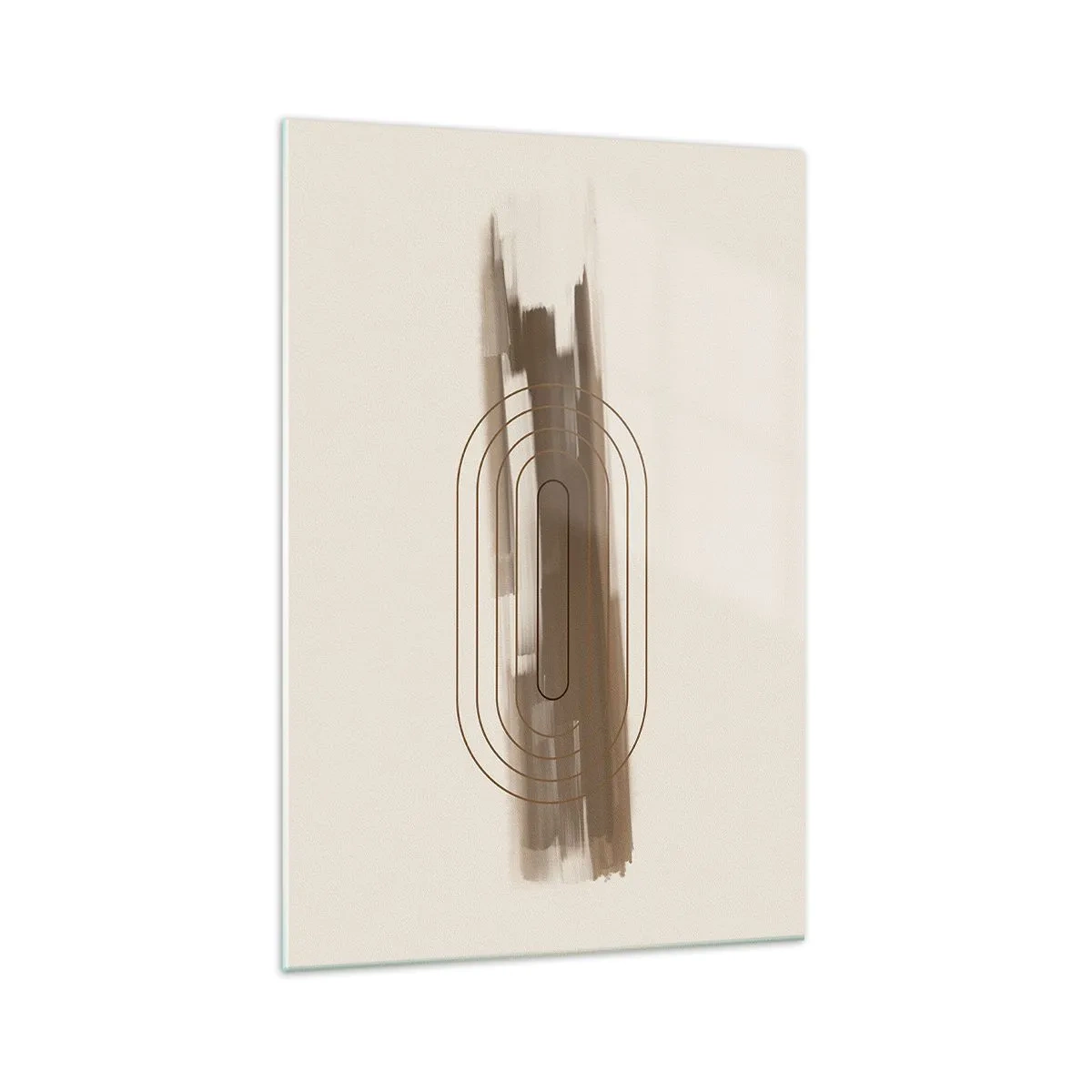 Obraz na szkle - Minimalistyczna kompozycja w odcieniach beżu i szarości z geometrycznym wzorem - 70x100cm - Powiew szarości - Nowoczesna dekoracja ścienna do salonu i sypialni ARTTOR