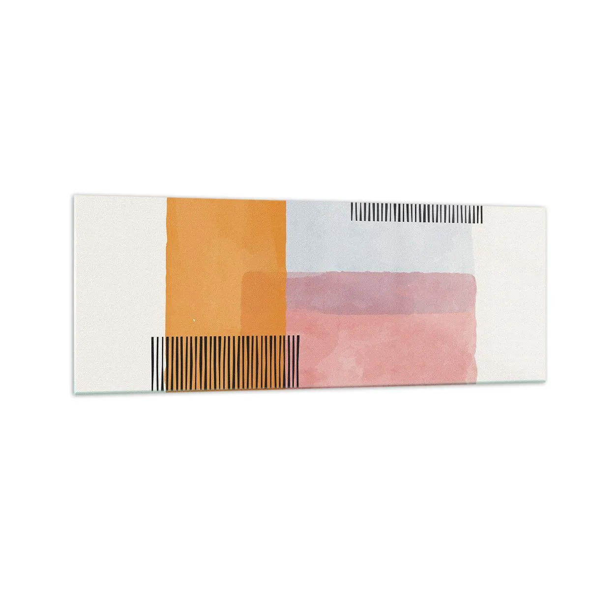 Obraz na szkle - Geometria w pastelowych kolorach z liniami na jasnym tle - 140x50cm - Z kąta w kąt - Nowoczesna dekoracja ścienna do salonu i sypialni ARTTOR