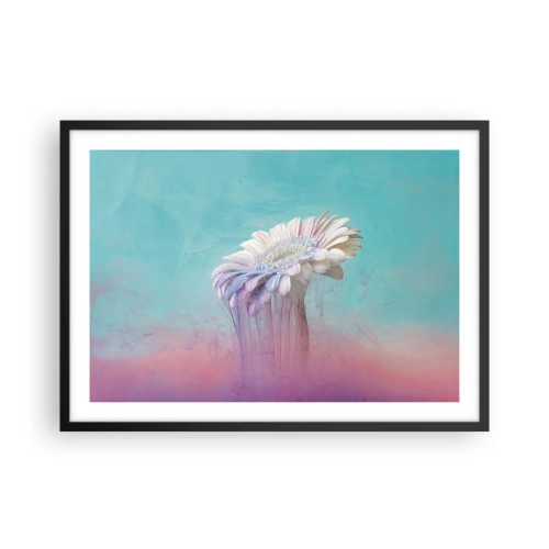 Plakat w czarnej ramie - Pastelowa gerbera z efektem rozmycia - 70x50cm - Zaświaty kwiatów - Nowoczesna dekoracja ścienna do salonu i sypialni ARTTOR