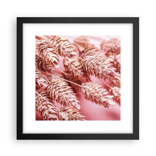 Plakat w czarnej ramie - Kwietna kaskada w różu - 30x30 cm
