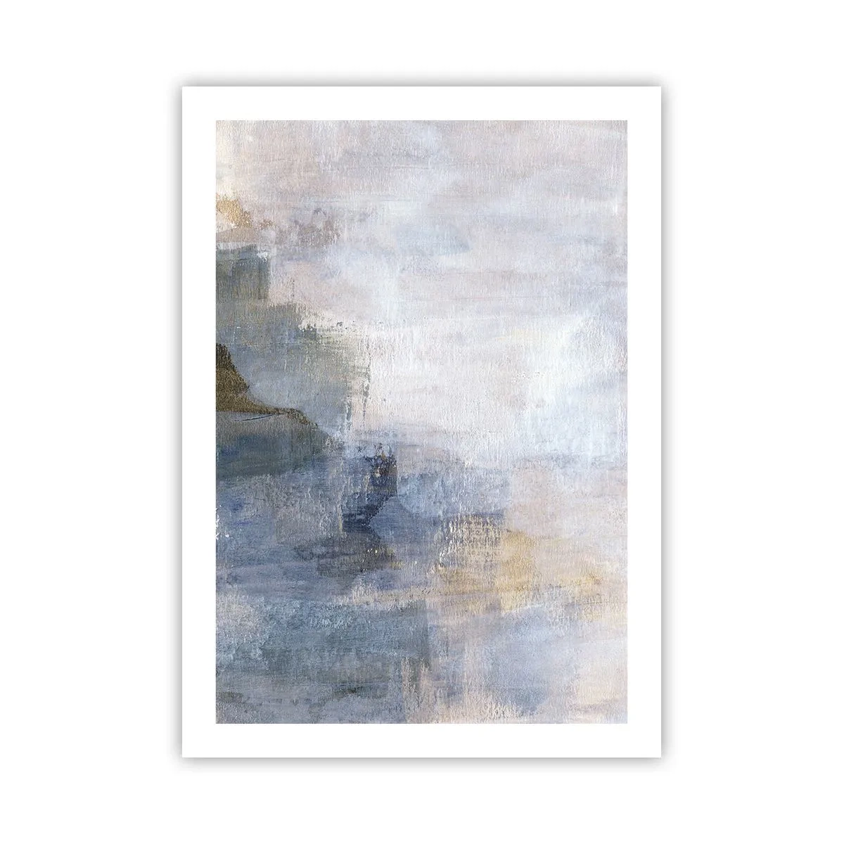 Plakat - Abstrakcyjna kompozycja w tonacji błękitu i beżu - 50x70cm - Tony i akordy barw - Nowoczesna dekoracja ścienna do salonu, kuchni i sypialni ARTTOR