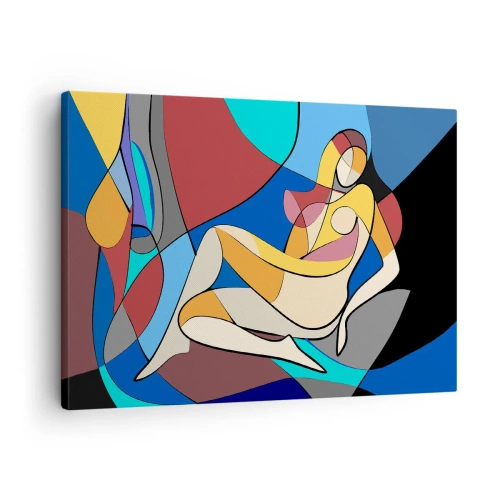Obraz na płótnie - Kubistyczny akt - Kolorowy akt w stylu kubistycznym - 70x50cm