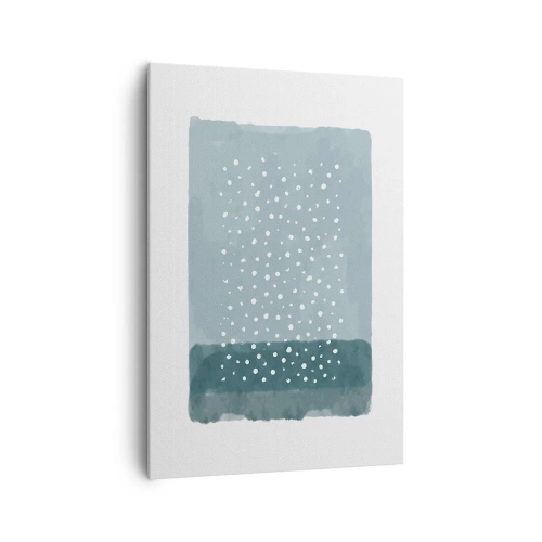 Obraz na płótnie - Minimalistyczny obraz w odcieniach błękitu z kropkami - 70x100cm - Wyrosłe na błękicie - Nowoczesna dekoracja ścienna do salonu i sypialni ARTTOR