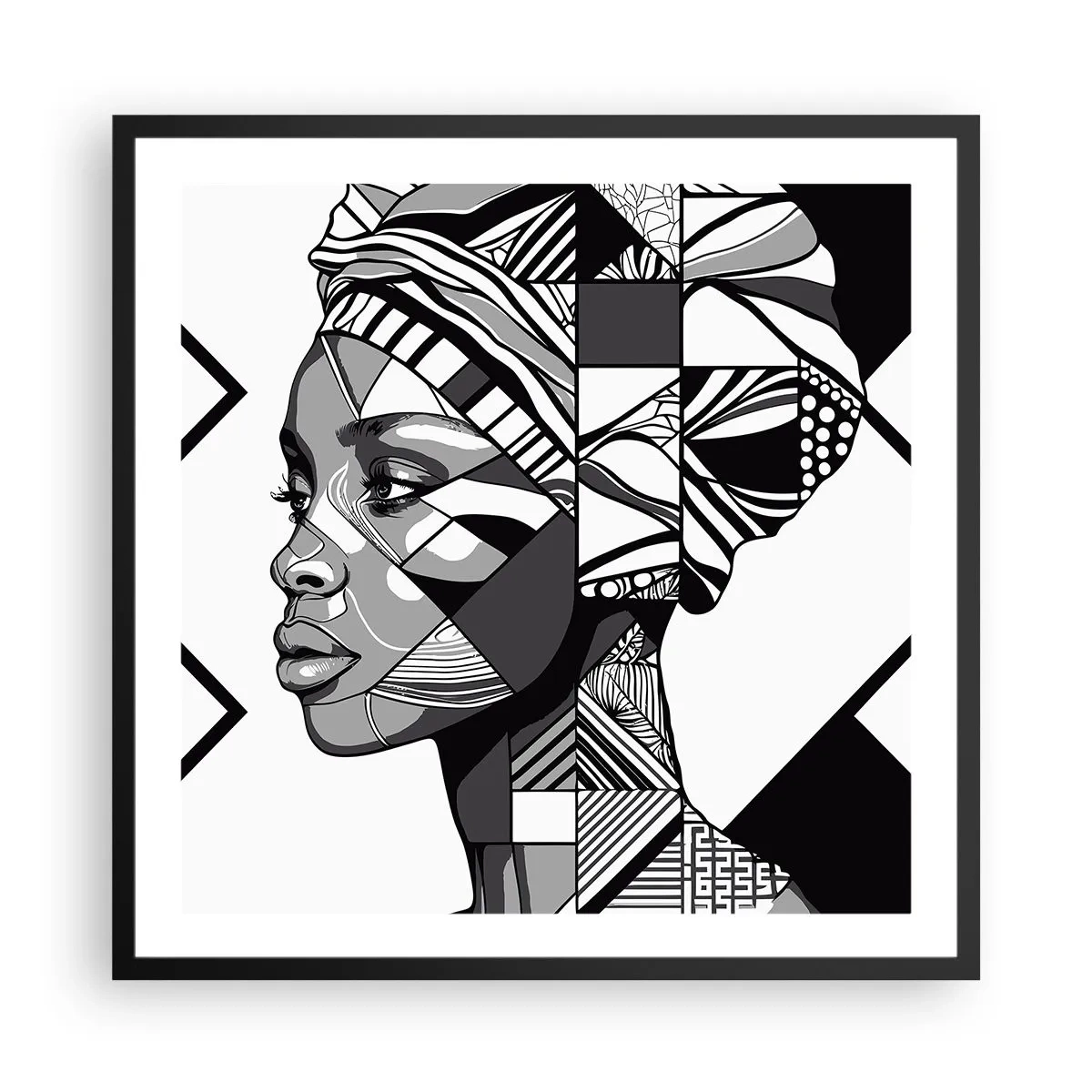 Plakat w czarnej ramie - Portret etniczny - 60x60 cm