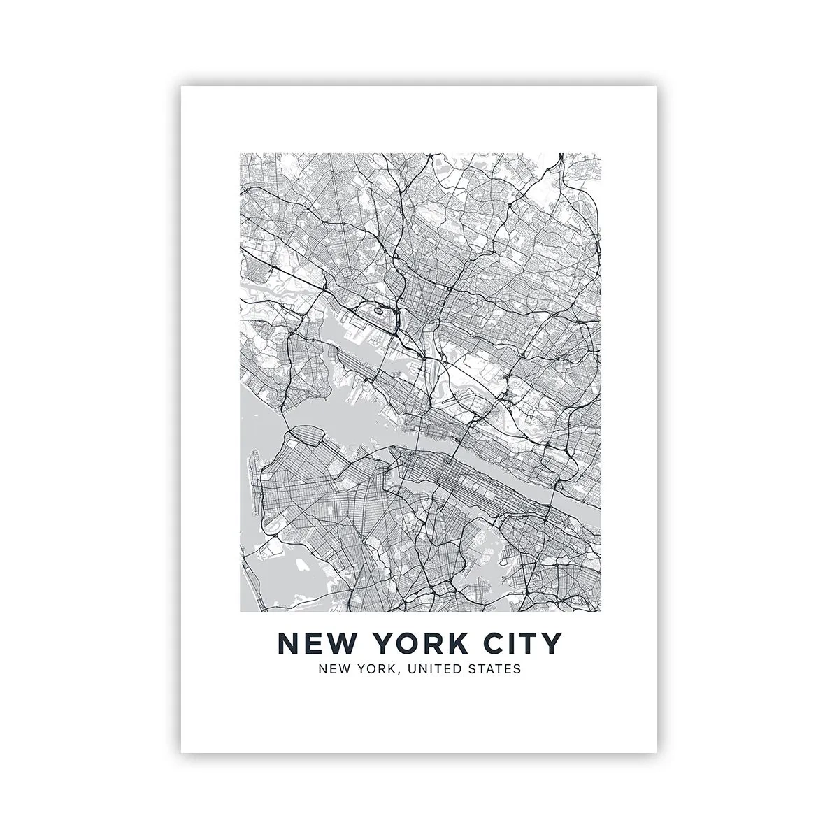 Plakat - Mapa New York City w minimalistycznym stylu - 50x70cm - Anatomia metropolii - Nowoczesna dekoracja ścienna do salonu, kuchni i sypialni ARTTOR