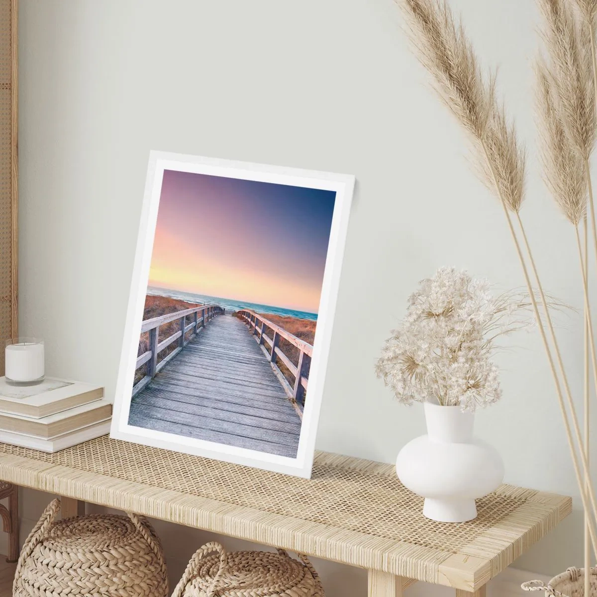 Plakat w białej ramie - Bałtycka wieczorna zorza - 61x91 cm