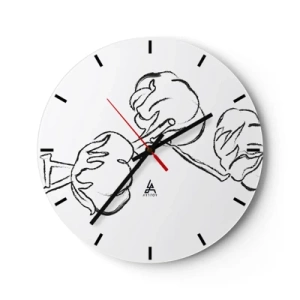 Zegar ścienny - Czarno-biały szkic gałązki bawełny na białym tle - 30x30cm - Bawełniany puch - Nowoczesna dekoracja ścienna do salonu, kuchni i sypialni ARTTOR