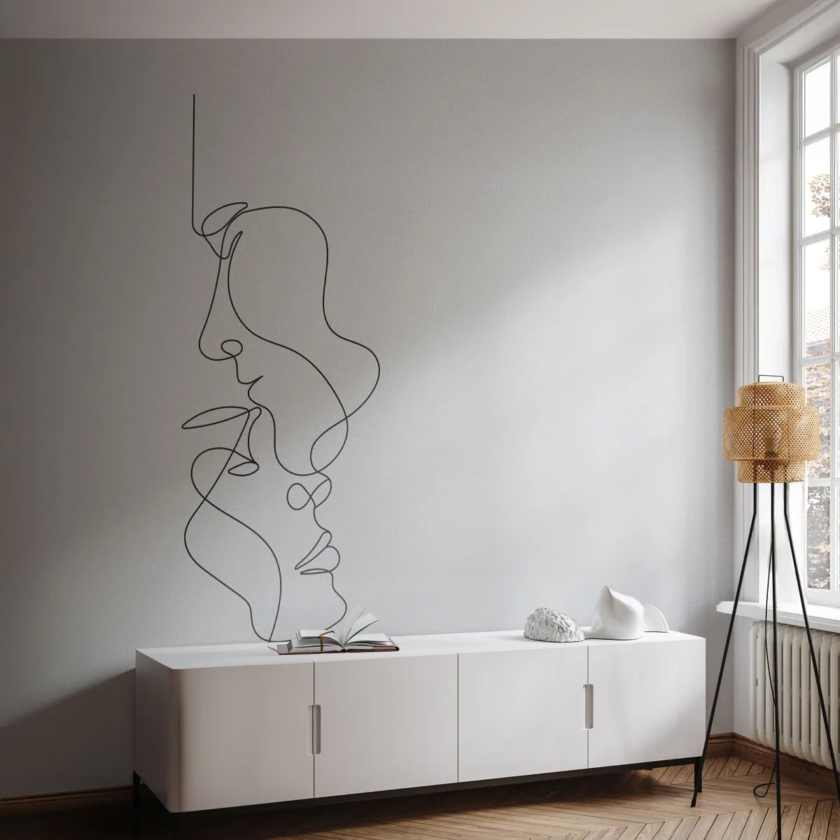 Fototapeta Premium Canvas - Żar rzewnych żądz - Grafika, Zakochana Para, Pocałunek - 350x256 cm