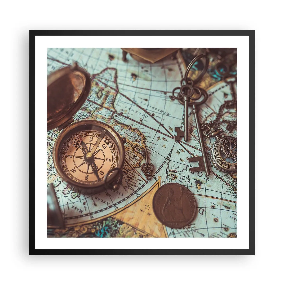 Plakat w czarnej ramie - Dla poszukiwacza przygód - 60x60 cm