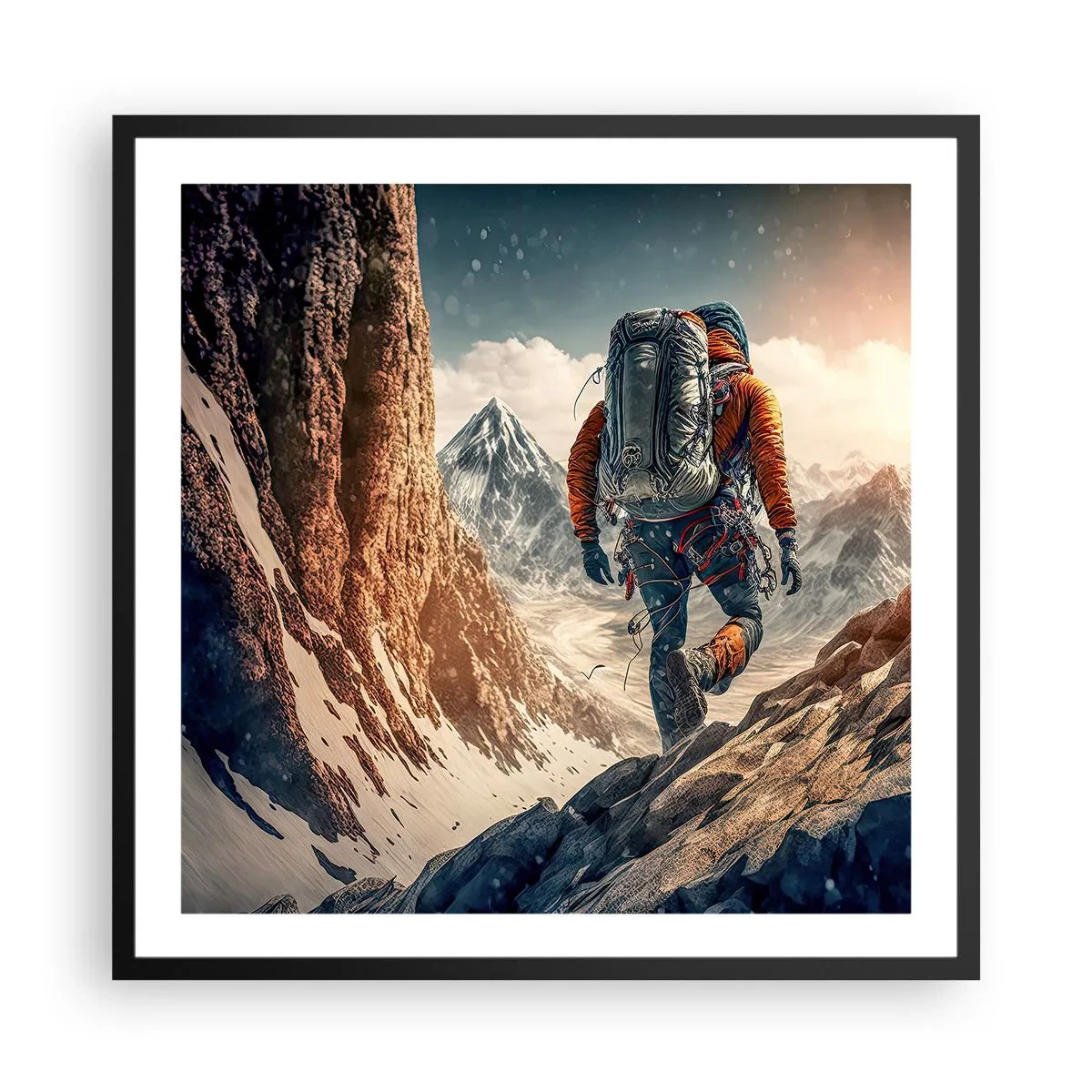 Plakat w czarnej ramie - Samotny wojownik - 60x60 cm