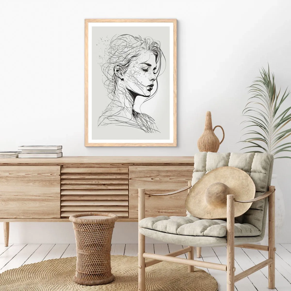 Plakat w ramie jasny dąb - Portret w zamyśleniu - 70x100 cm