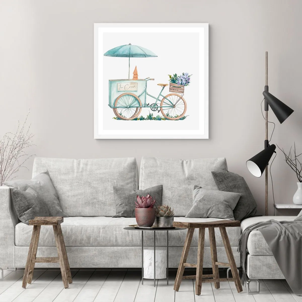 Plakat w białej ramie - Słodkie wspomnienie lata - 30x30 cm