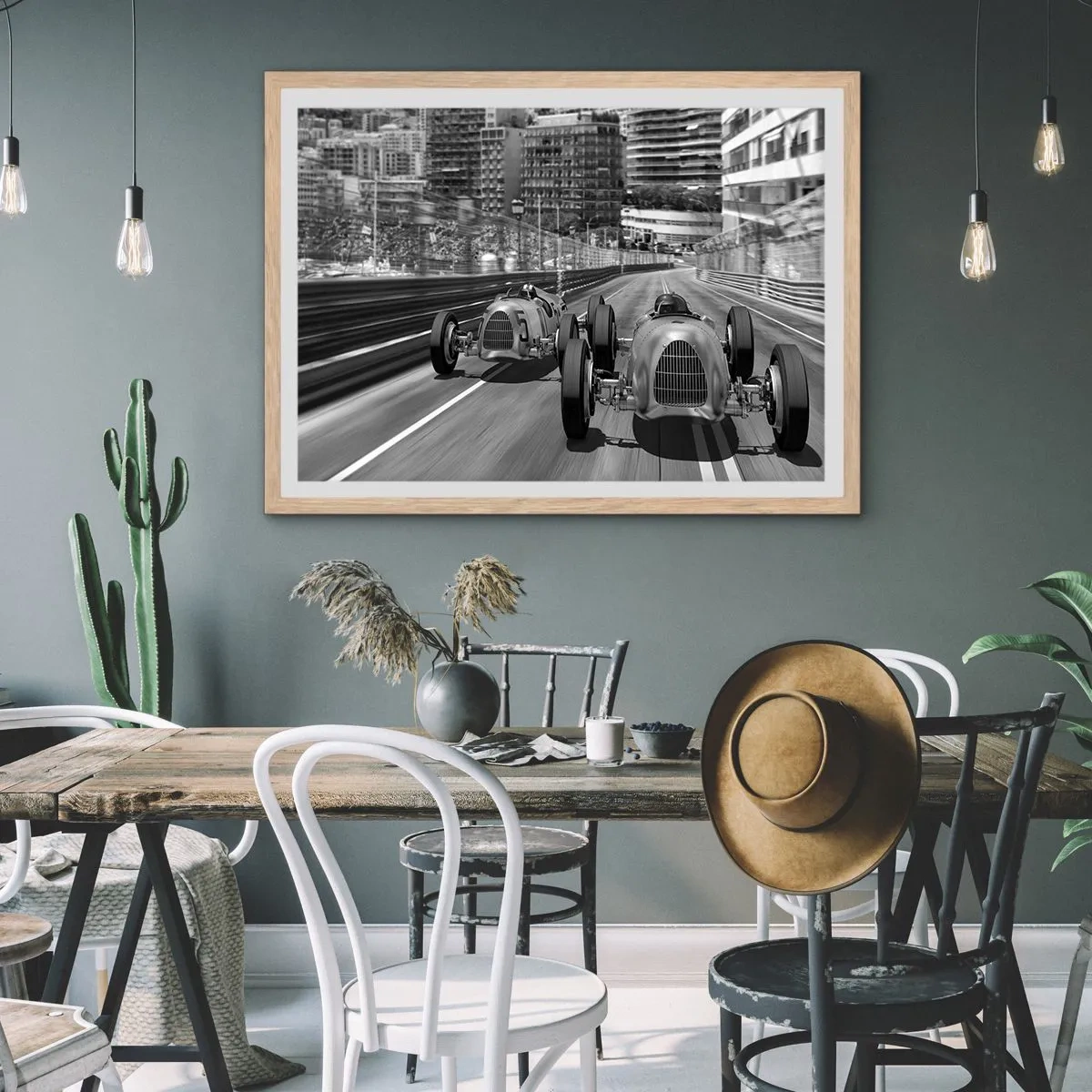 Plakat w ramie jasny dąb - Dawno temu w Monte Carlo - 70x50 cm