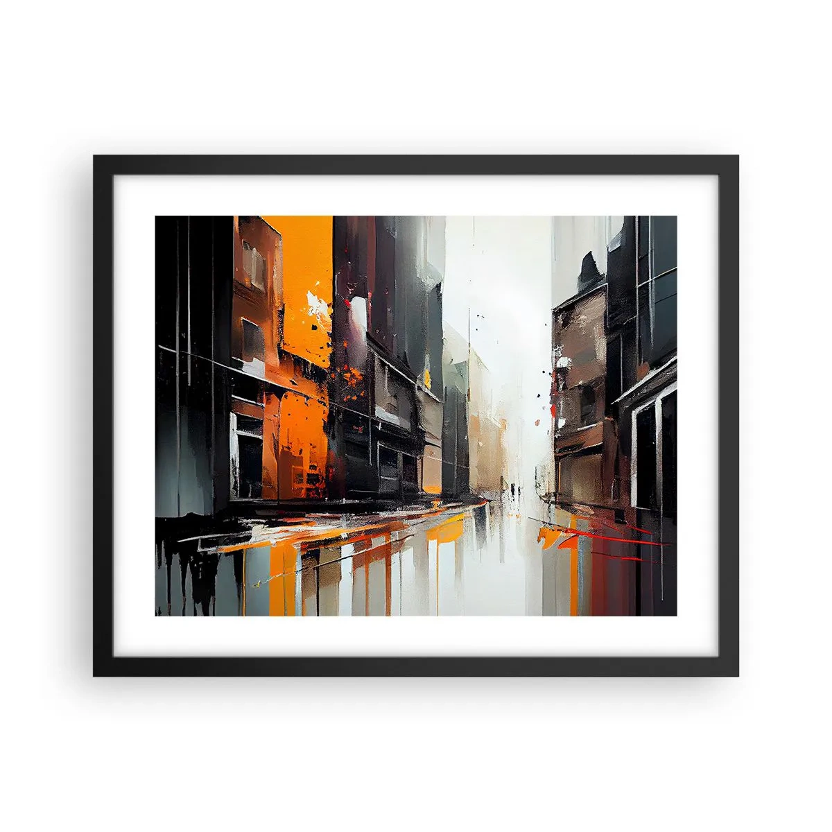 Plakat w czarnej ramie - Deszczowy dzień - 50x40 cm