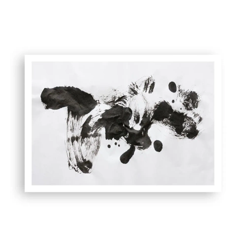 Plakat - Abstrakcyjna kompozycja czarnych plam na białym tle - 100x70cm - W szaleństwie metoda? - Nowoczesna dekoracja ścienna do salonu i sypialni ARTTOR