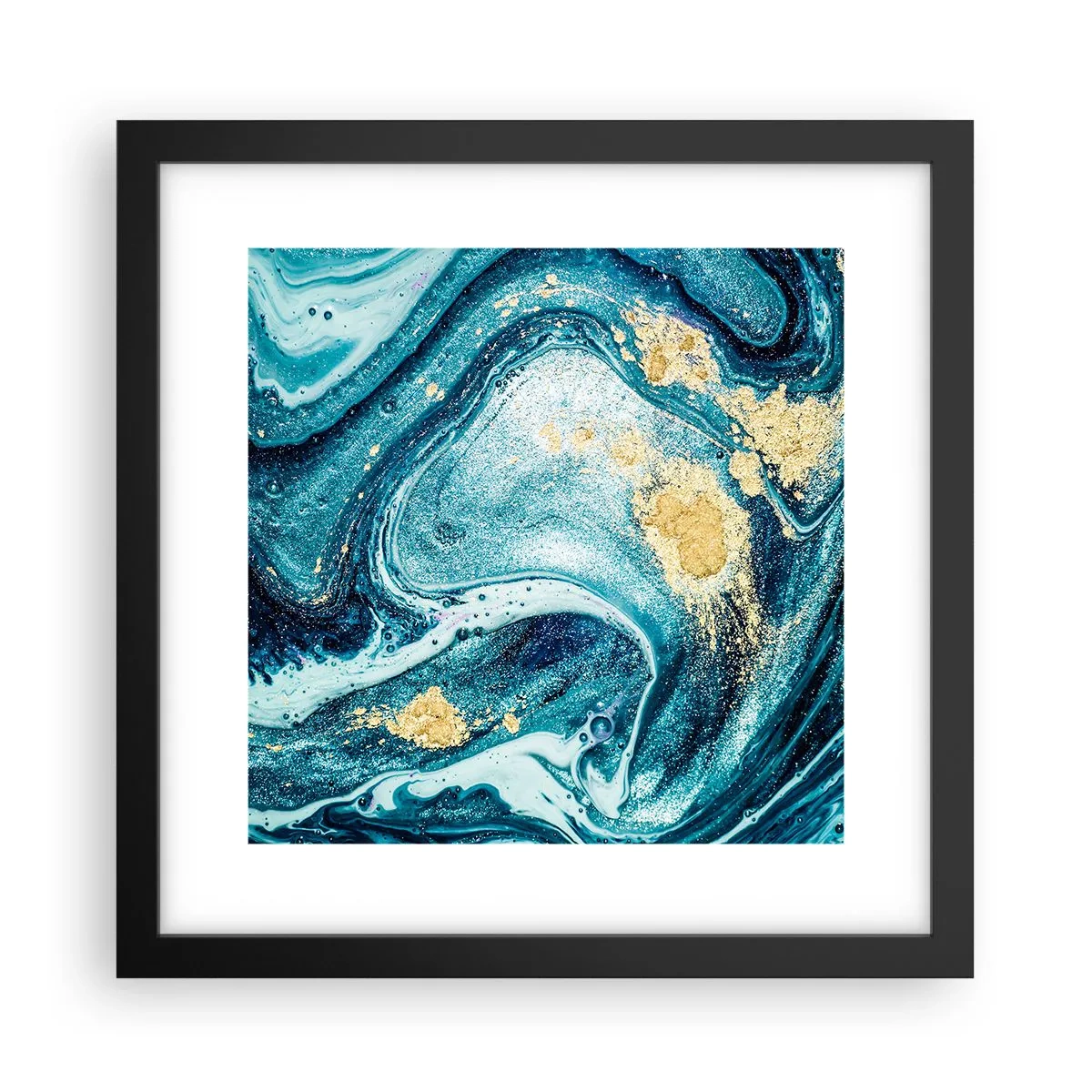 Plakat w czarnej ramie - Błekitny wir - 30x30 cm