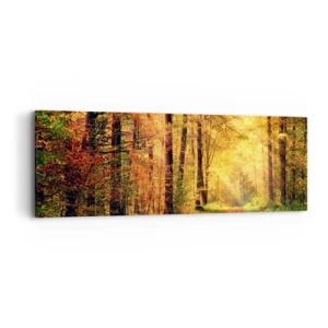 Obraz na płótnie - Leśno-złota cisza - 90x30 cm