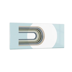 Obraz na szkle - Minimalistyczna kompozycja z okręgiem i liniami na pastelowym tle - 120x50cm - Nieodparte przyciąganie - Nowoczesna dekoracja ścienna do salonu i sypialni ARTTOR