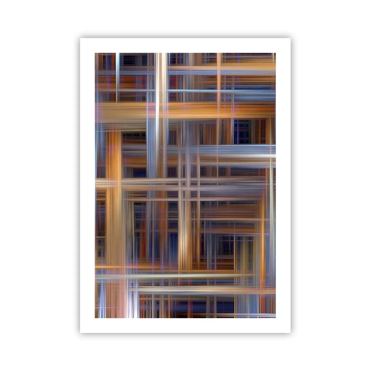 Plakat - Geometryczne linie w ciepłych i chłodnych barwach - 50x70cm - Utkane ze światła - Nowoczesna dekoracja ścienna do salonu, kuchni i sypialni ARTTOR