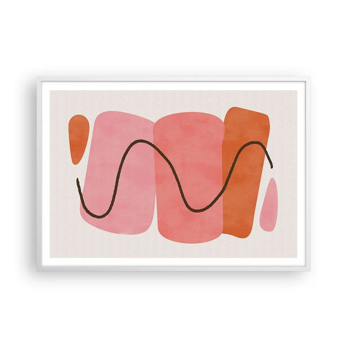 Plakat w białej ramie - łagodny ruch form - 100x70 cm