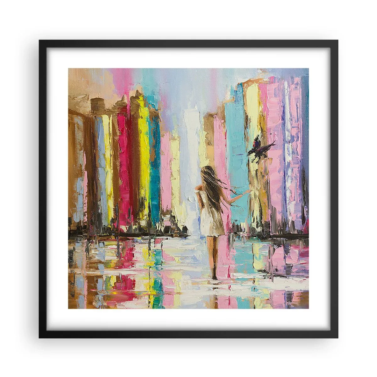 Plakat w czarnej ramie - Idż za mną - 50x50 cm