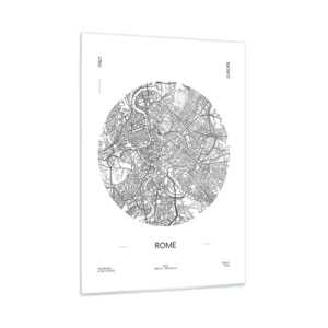 Obraz na szkle - Mapa Rzymu w formie szczegółowego rysunku ulicznego - 50x70cm - Anatomia Rzymu - Nowoczesna dekoracja ścienna do salonu, kuchni i sypialni ARTTOR