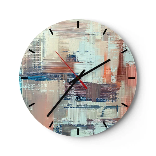 Zegar ścienny - Abstrakcyjna kompozycja pociągnięć pędzla w pastelowych barwach - 30x30cm - Dotrzeć do światła - Nowoczesna dekoracja ścienna do salonu, kuchni i sypialni ARTTOR